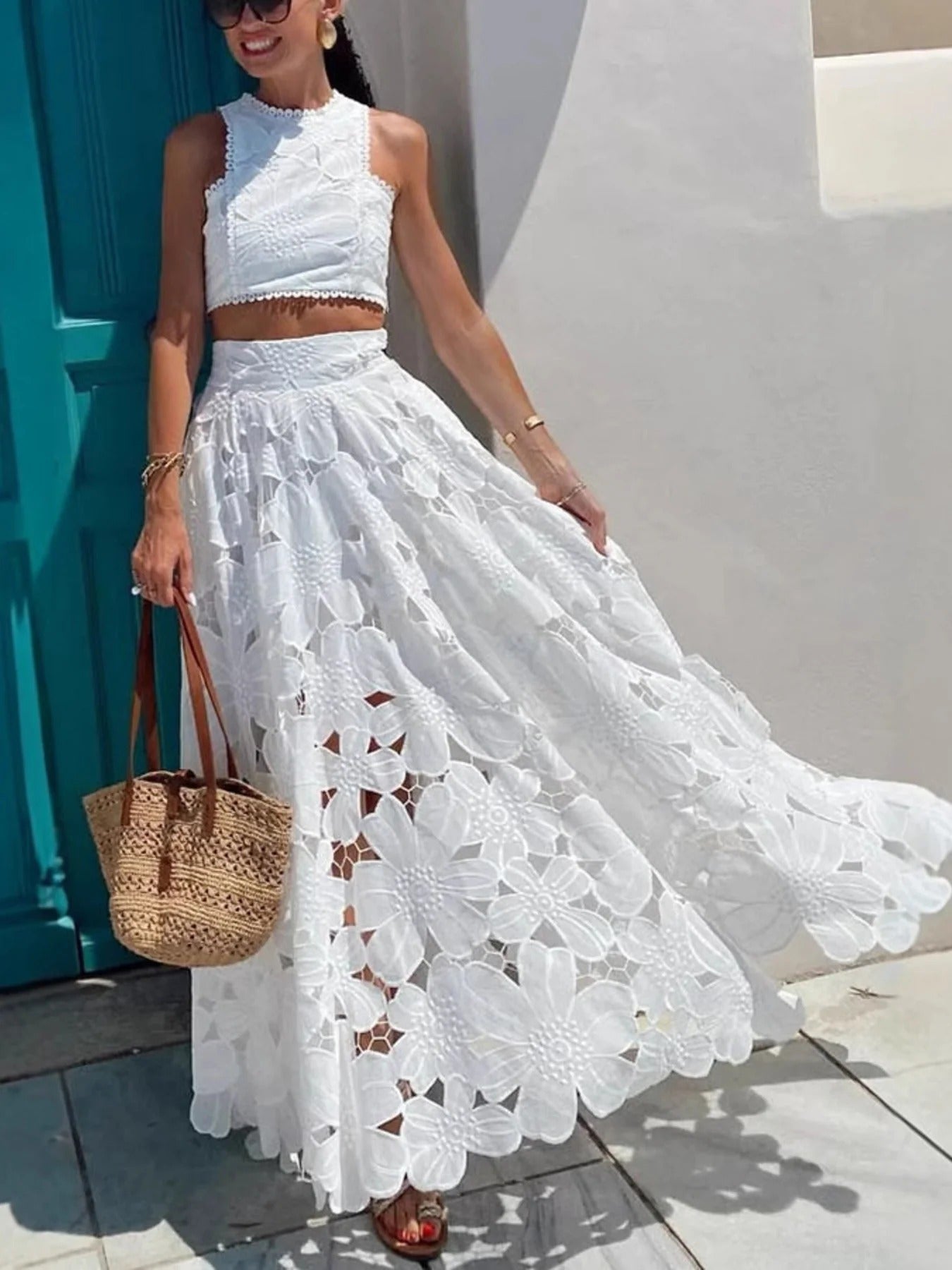 Cecilia | Coordinato Capri con gonna in pizzo