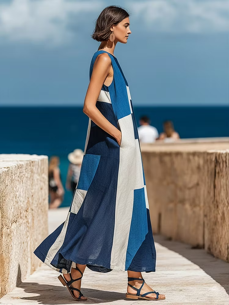 Thalassa | Vestito in seta con fantasia a quadri
