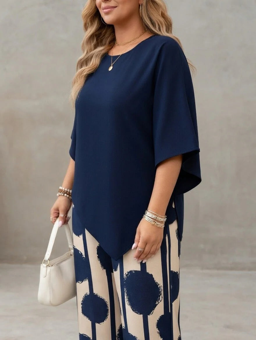 Patrizia | Coordinato con Blusa asimmetrica + Pantalone ampio