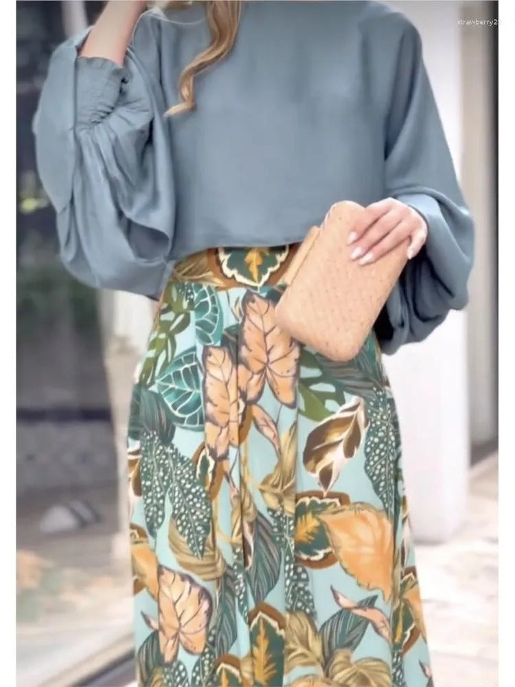 Aurora | Coordinato Gonna Tropical + Blusa Soft