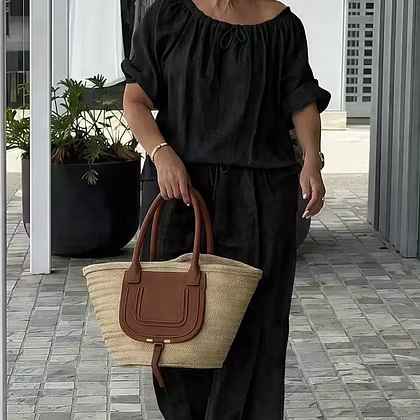 Lucrezia | Coordinato in seta con pantalone svasato