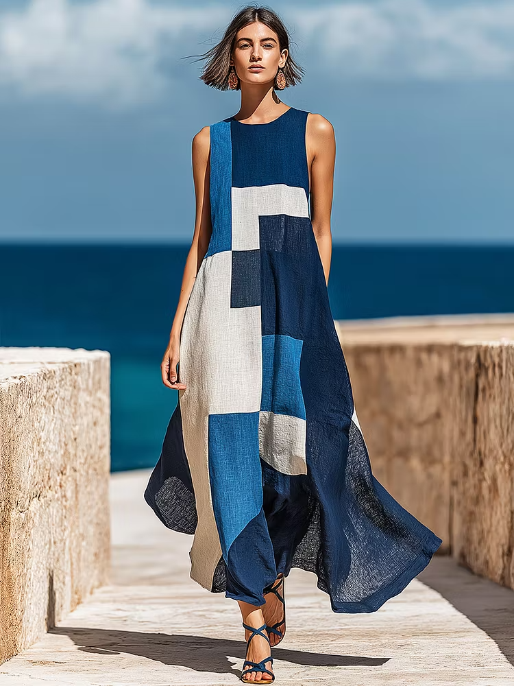 Thalassa | Vestito in seta con fantasia a quadri
