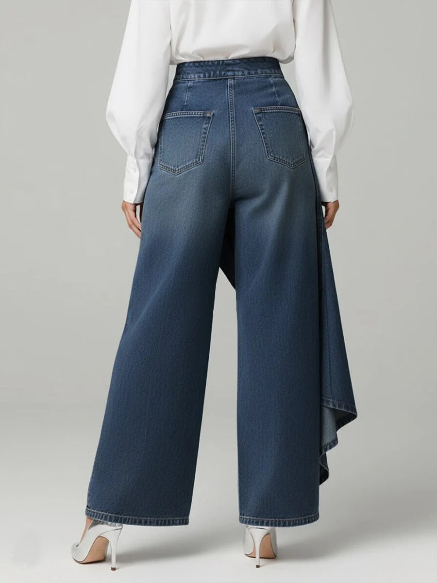Asia | Jeans asimmetrico elasticizzato con doppia allacciatura
