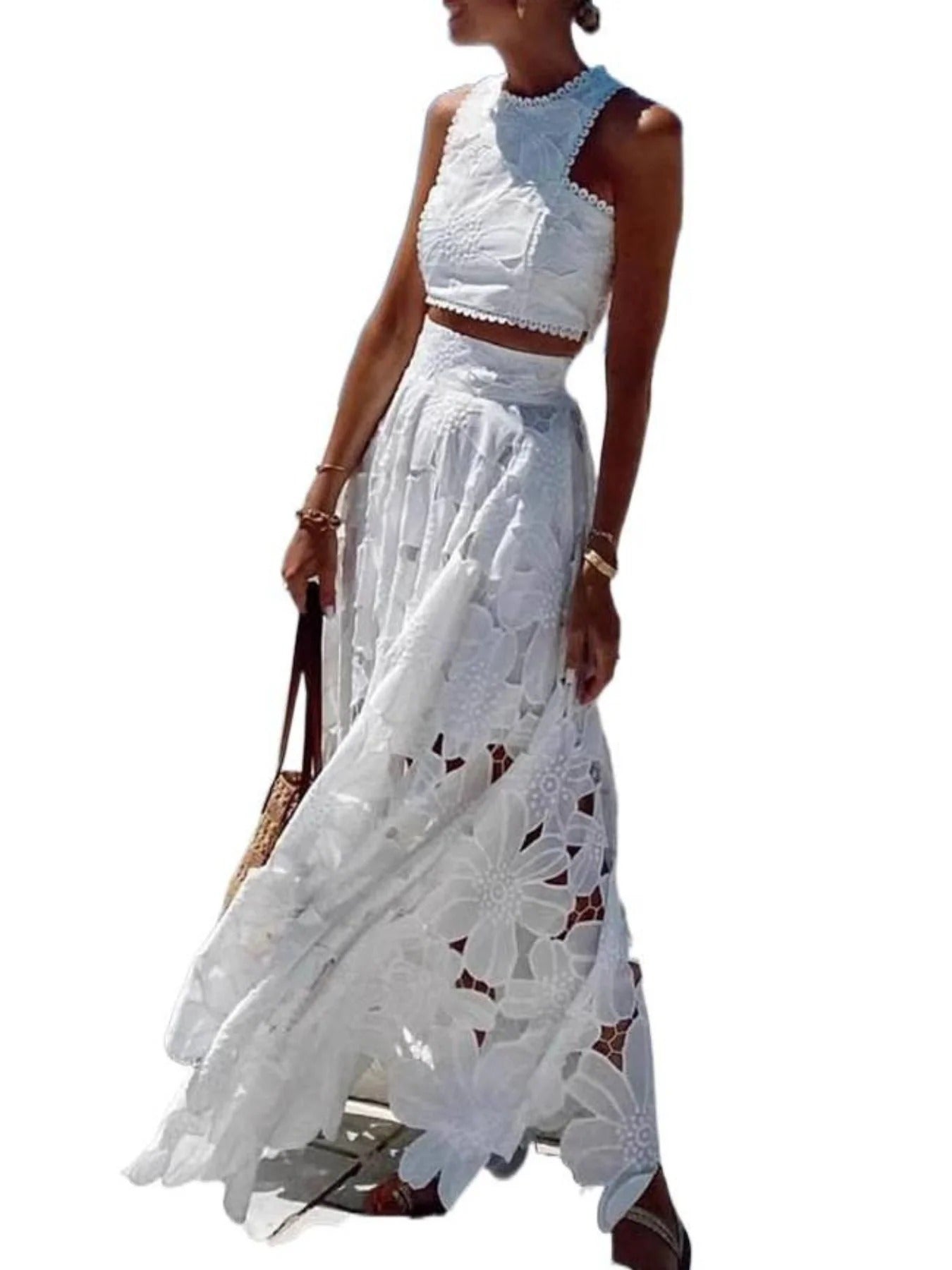 Cecilia | Coordinato Capri con gonna in pizzo