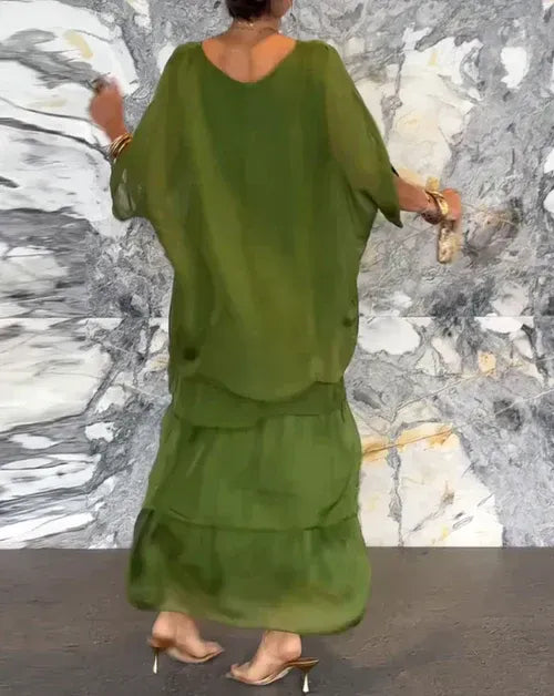 Selene | Vestito in Chiffon con gonna a balze