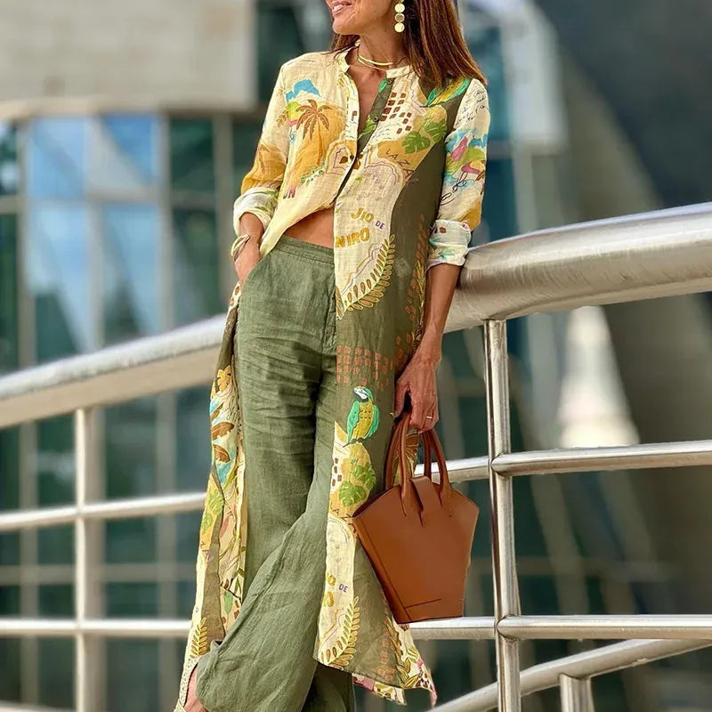 Chiara | Coordinato con Camicia in Puro Lino e Cotone