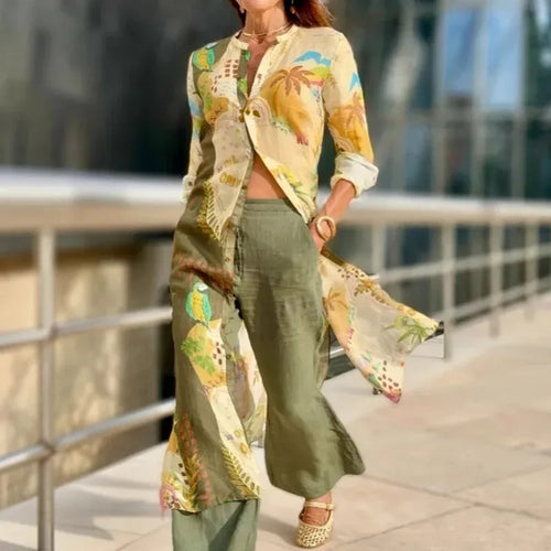 Chiara | Coordinato con Camicia in Puro Lino e Cotone