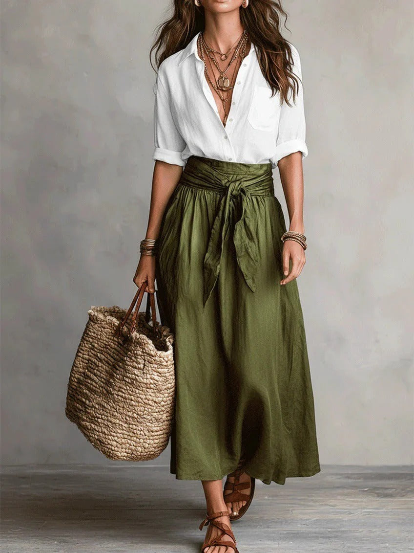 Yolanda | Coordinato seta e cotone con Gonna ampia