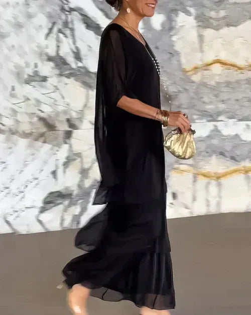 Selene | Vestito in Chiffon con gonna a balze
