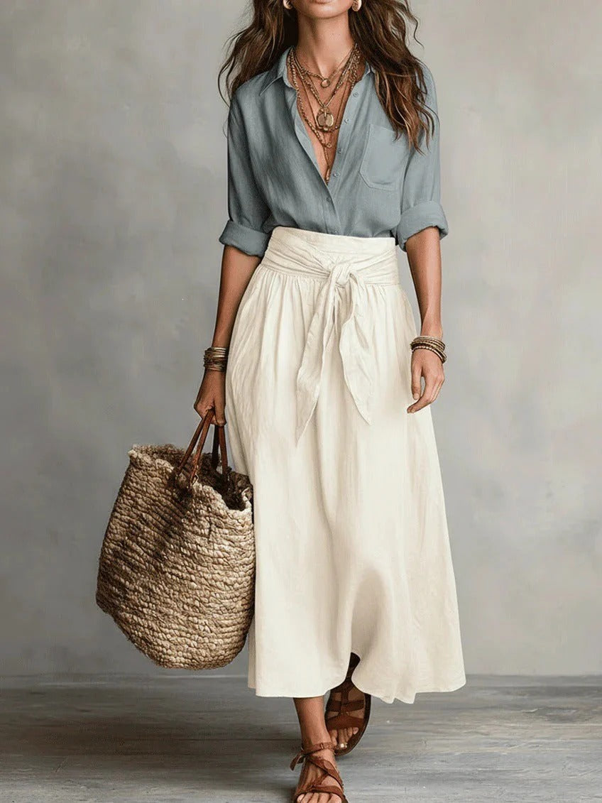 Yolanda | Coordinato seta e cotone con Gonna ampia