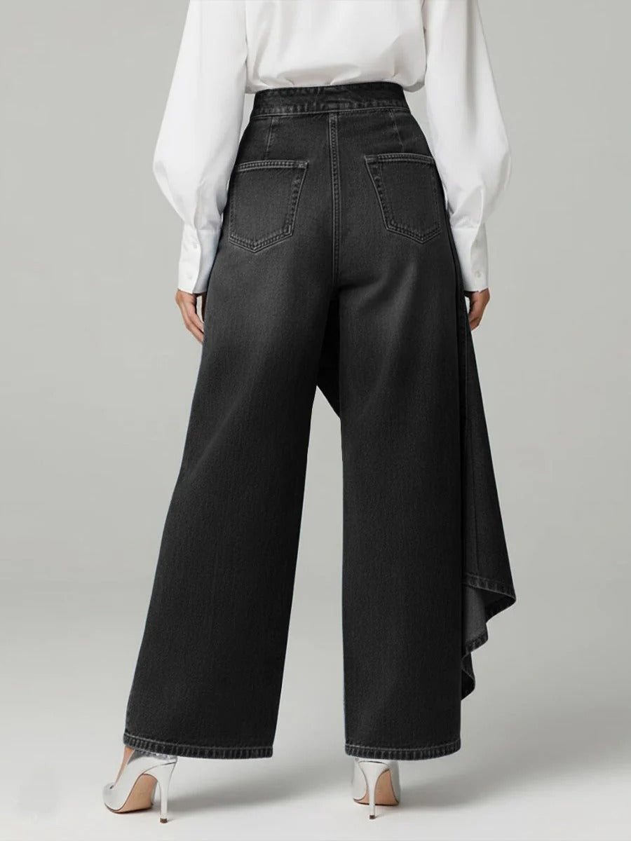 Asia | Jeans asimmetrico elasticizzato con doppia allacciatura