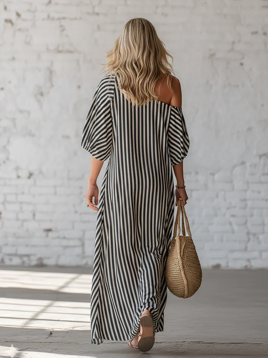 Jessica | Vestito Maxi 100% Cotone con spalla scoperta
