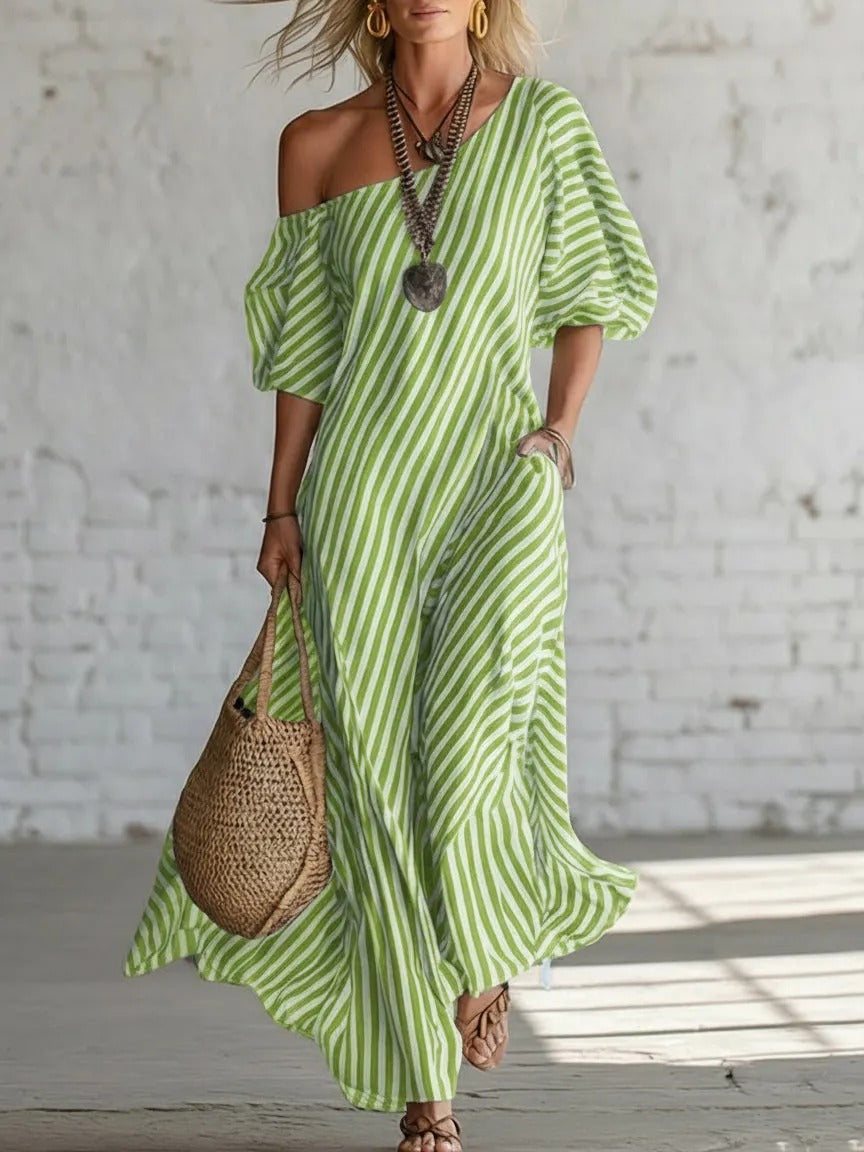 Jessica | Vestito Maxi 100% Cotone con spalla scoperta