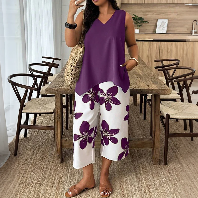 Ofelia | Coordinato 2 pezzi pantaone Capri + Canotta in cotone